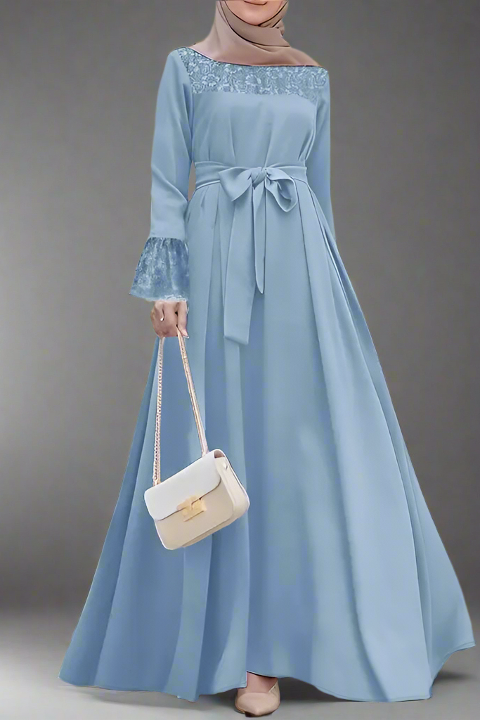 Elegant Dresses Lace Long Sleeve Belted