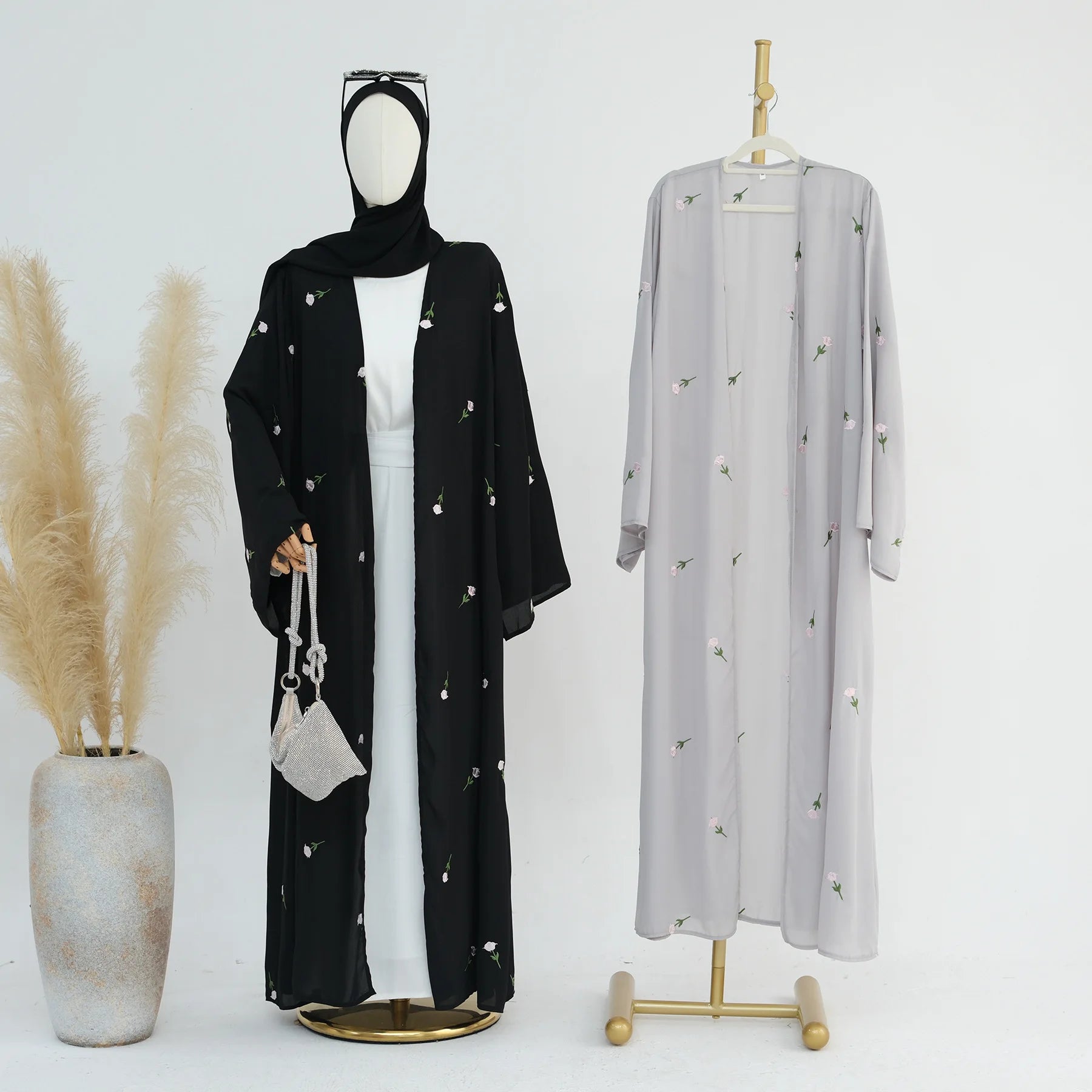 Light Gray Modest Islamic Two Piece Set