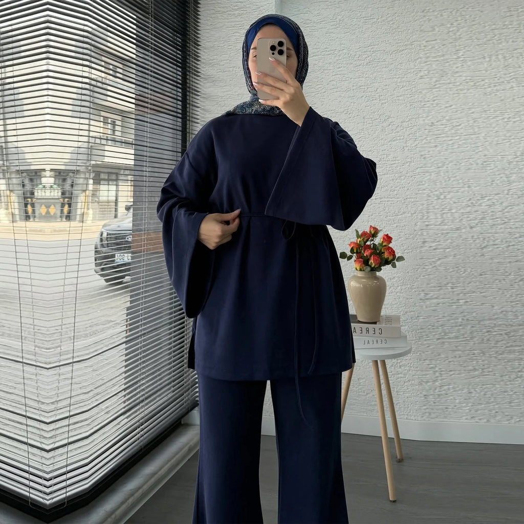 Navy Blue Islamic Two Piece Set