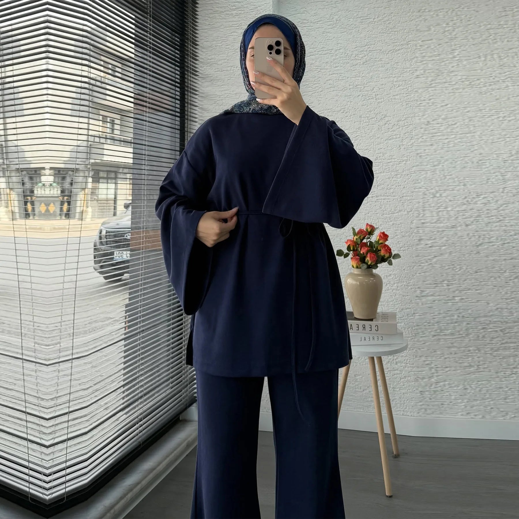 Navy Blue Islamic Two Piece Set