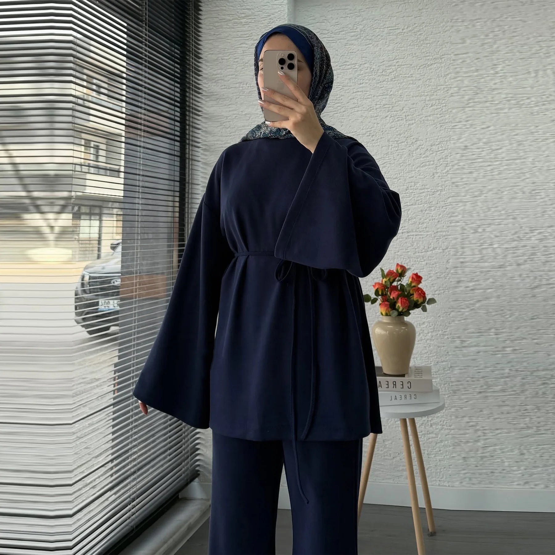 Navy Blue Islamic Two Piece Set