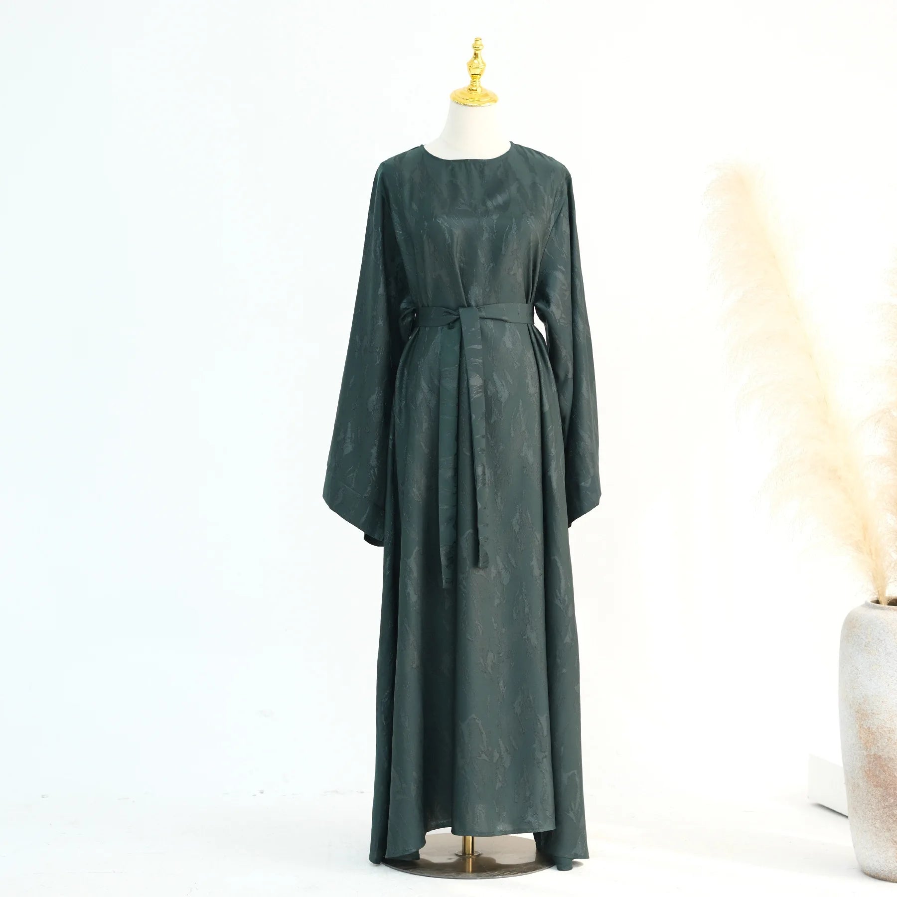 Multicolor Modest Loose Elegant Textured Robe with Wide Sleeves