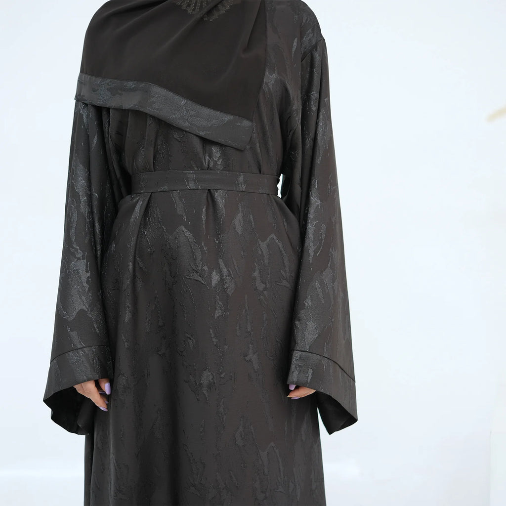 Multicolor Modest Loose Elegant Textured Robe with Wide Sleeves