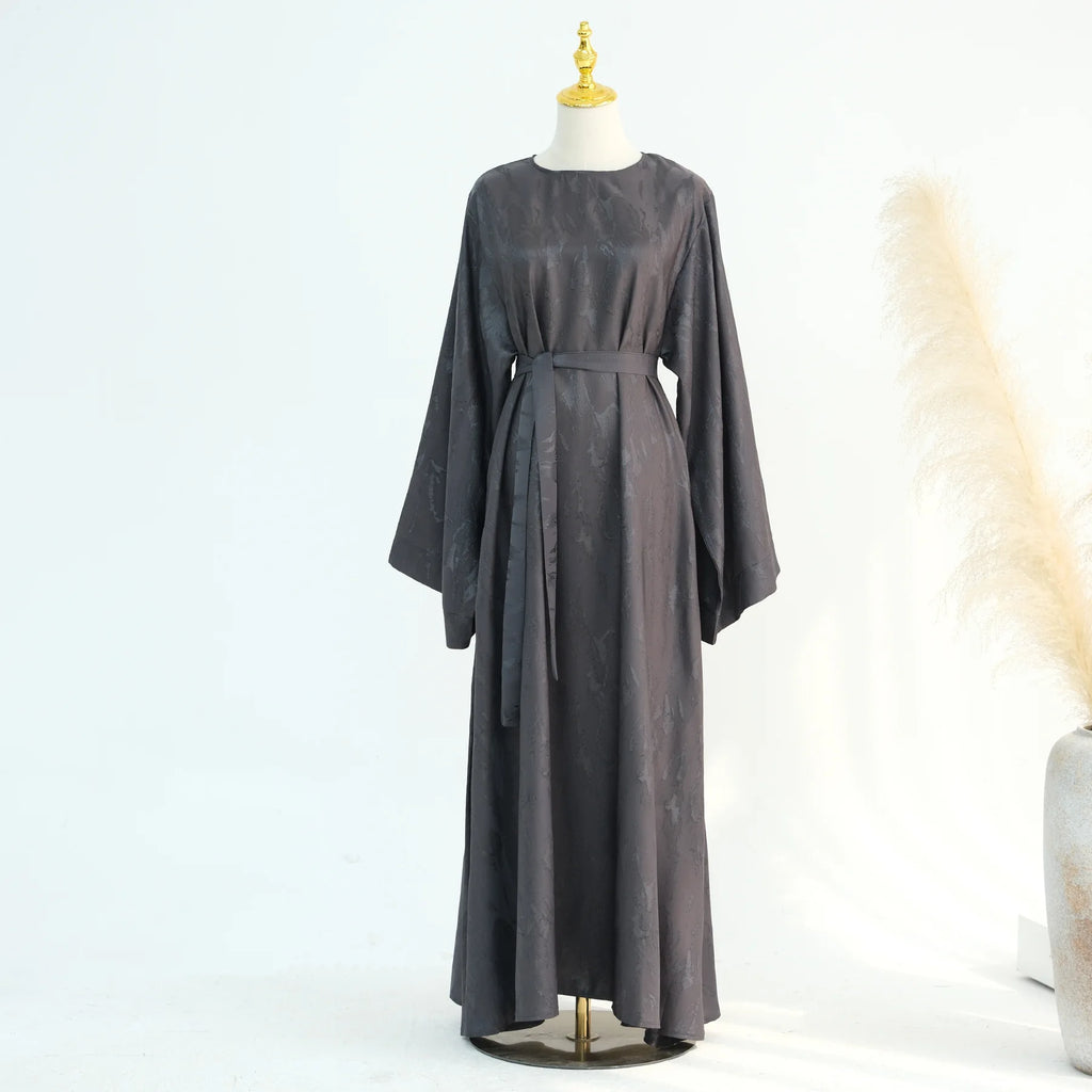Multicolor Modest Loose Elegant Textured Robe with Wide Sleeves