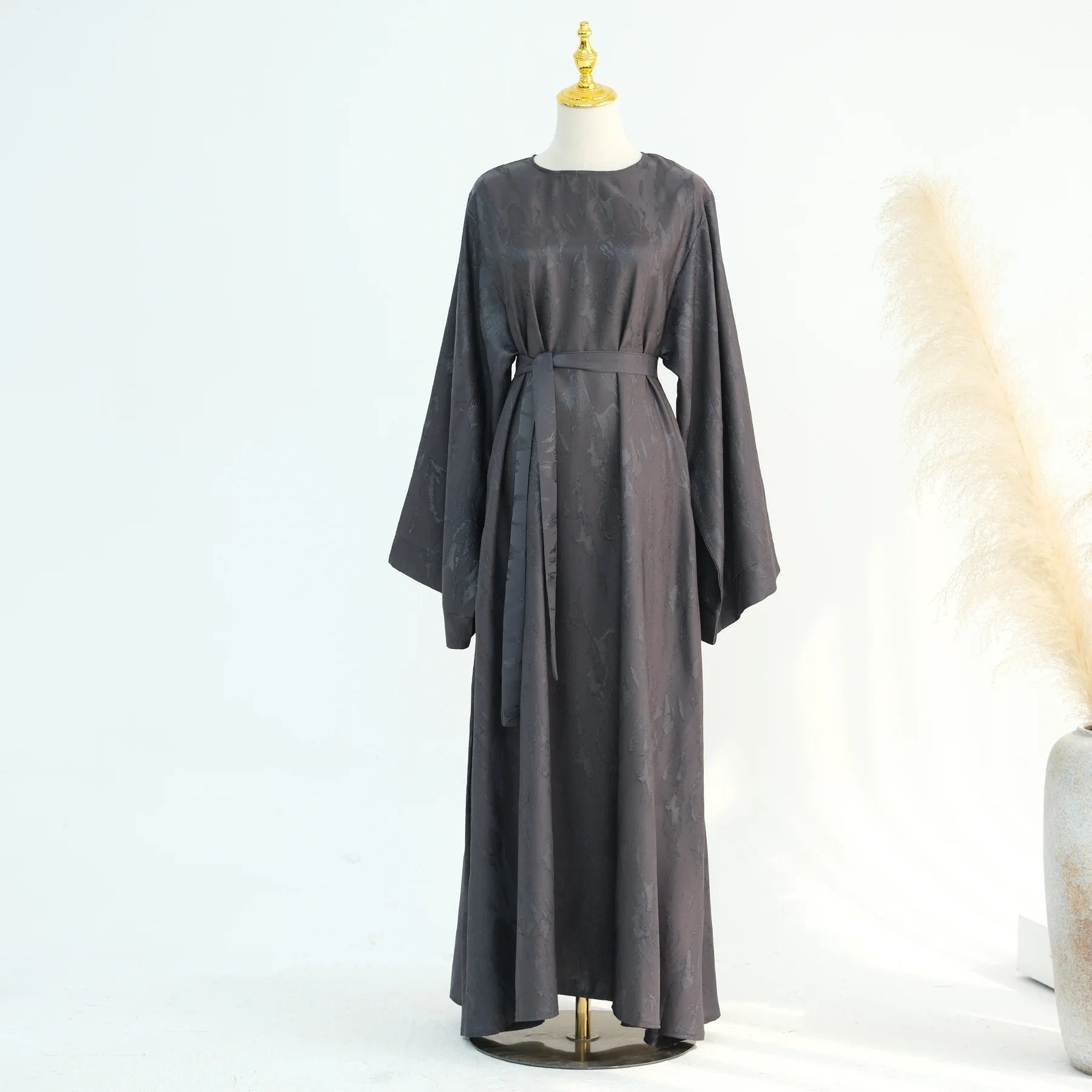 Multicolor Modest Loose Elegant Textured Robe with Wide Sleeves