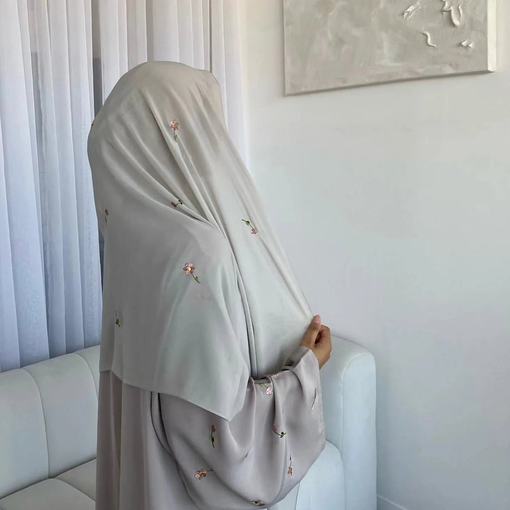 Light Gray Modest Islamic Two Piece Set