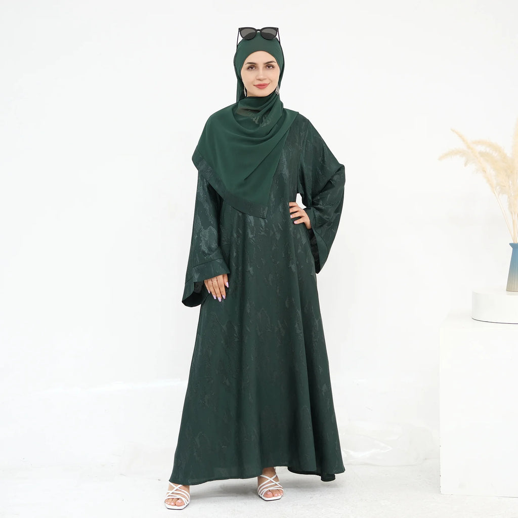 Multicolor Modest Loose Elegant Textured Robe with Wide Sleeves