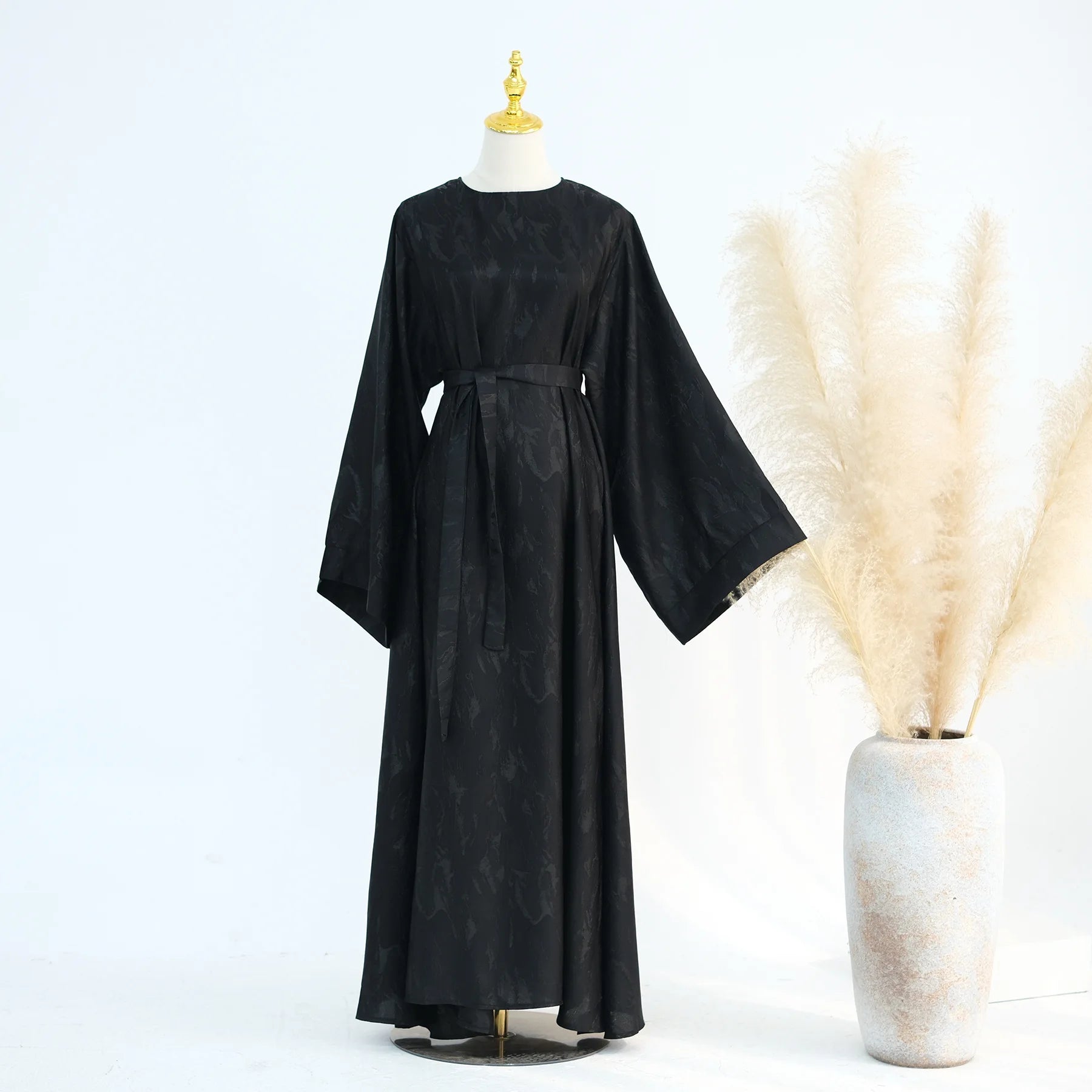 Multicolor Modest Loose Elegant Textured Robe with Wide Sleeves