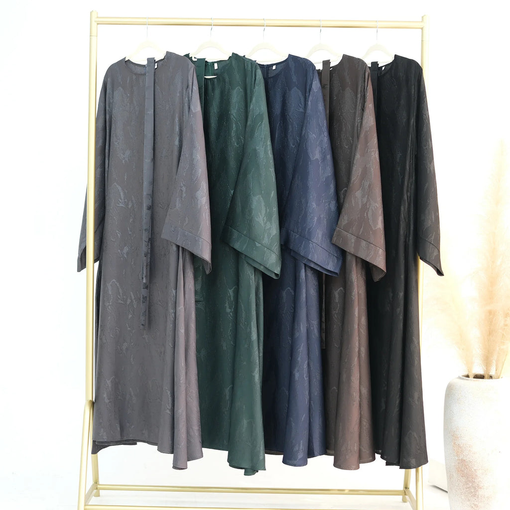 Multicolor Modest Loose Elegant Textured Robe with Wide Sleeves