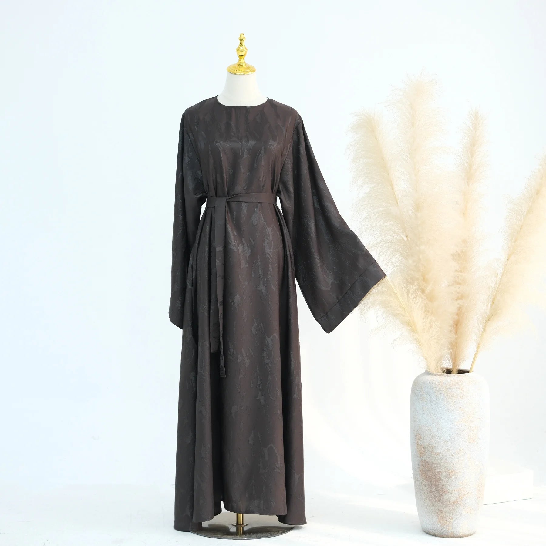 Multicolor Modest Loose Elegant Textured Robe with Wide Sleeves