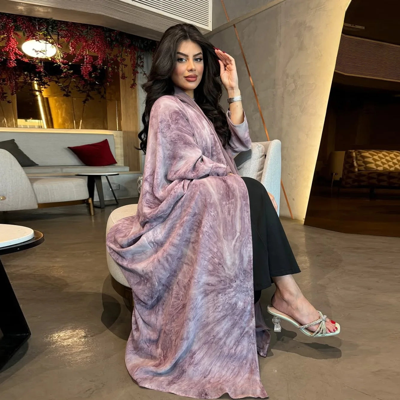 Modest Open Abaya with Headscarf