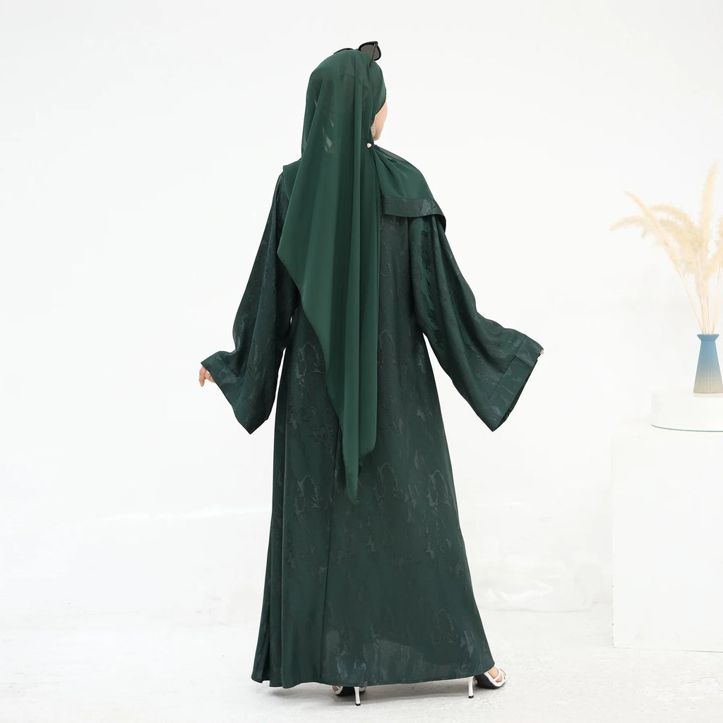 Multicolor Modest Loose Elegant Textured Robe with Wide Sleeves