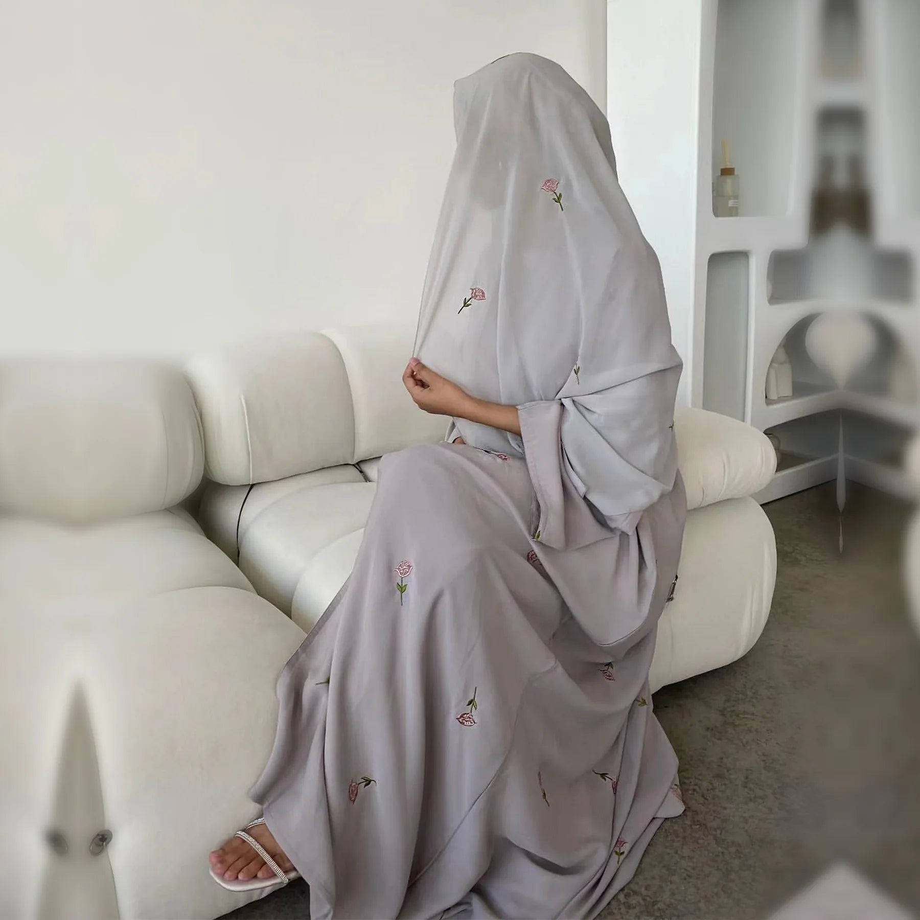 Light Gray Modest Islamic Two Piece Set