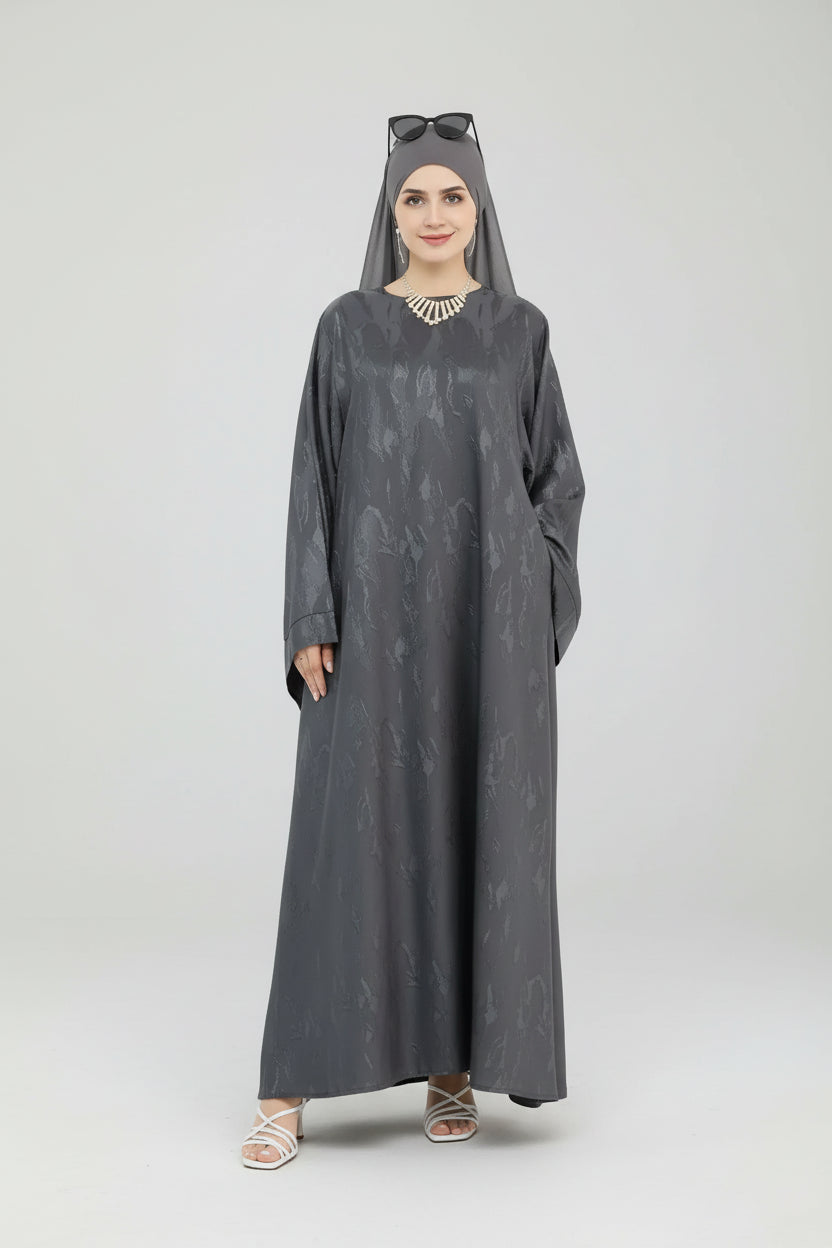 Multicolor Modest Loose Elegant Textured Robe with Wide Sleeves