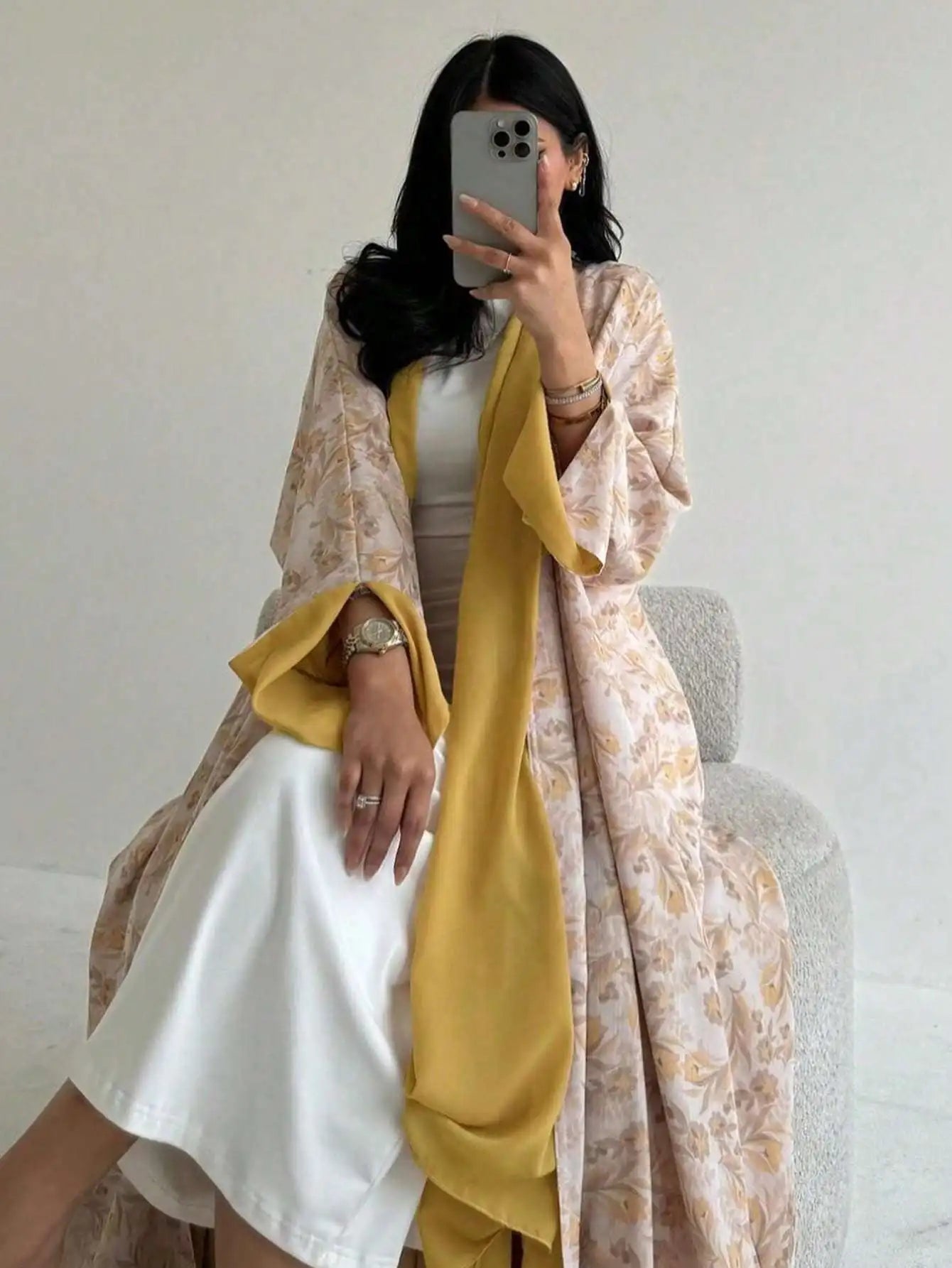 Loose Floral Long Sleeve Abaya