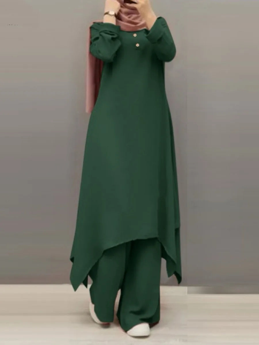 Blouses Dress Wide Leg Pants Set 2 Piece Outfit Suits