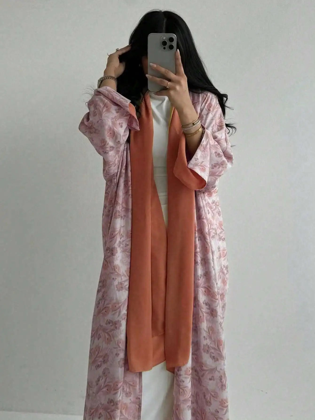Loose Floral Long Sleeve Abaya