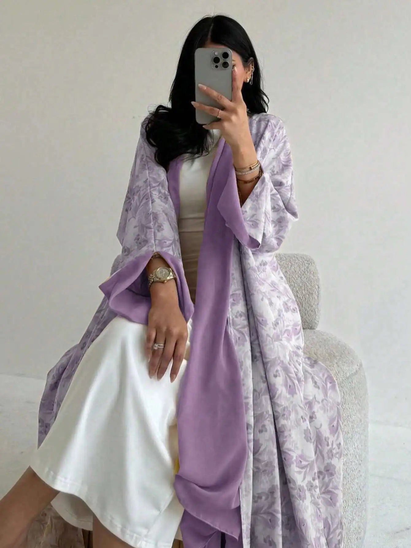 Loose Floral Long Sleeve Abaya