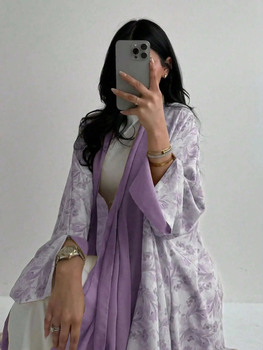 Loose Floral Long Sleeve Abaya