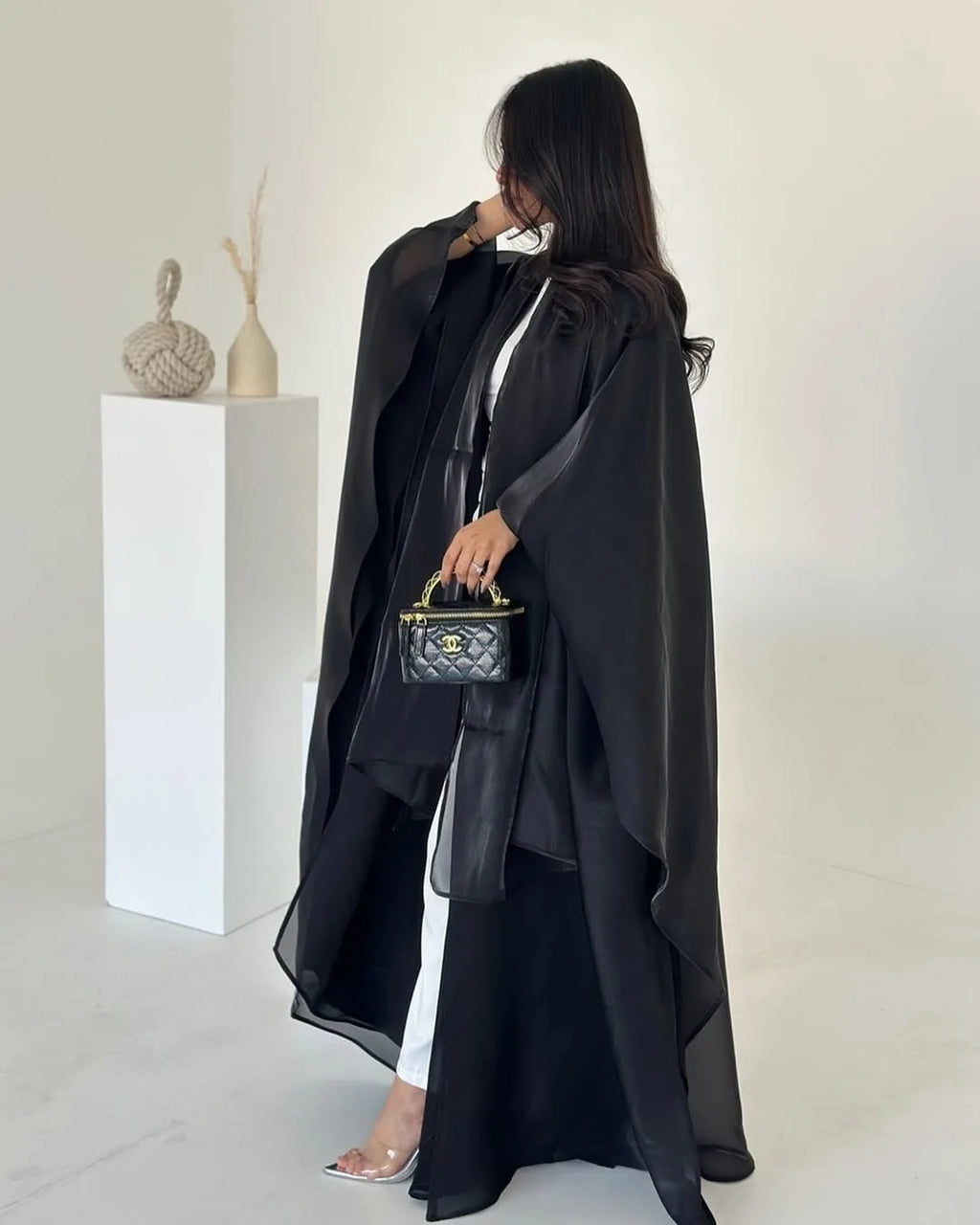 Abaya Cardigan Dresses Scarf Silky