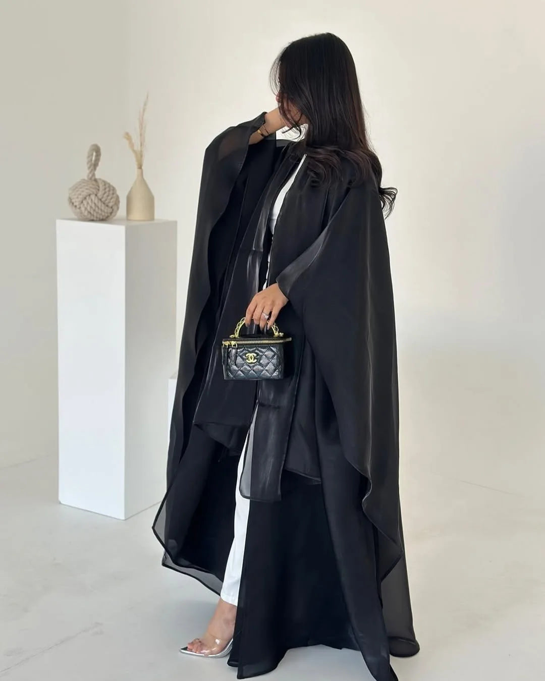 Abaya Cardigan Dresses Scarf Silky