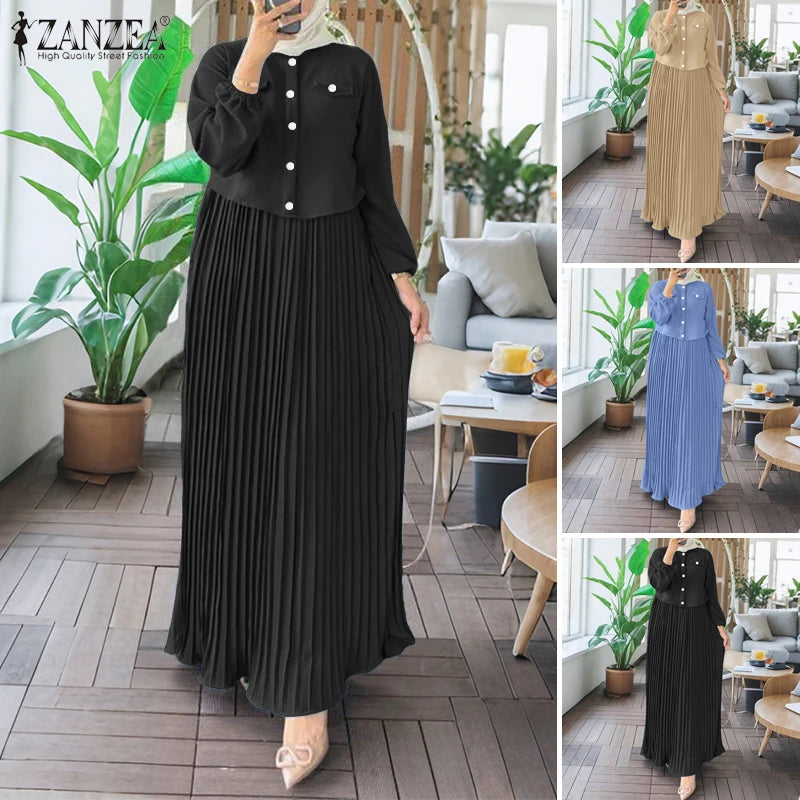 Sundress Patchwork Abaya Robe Femme