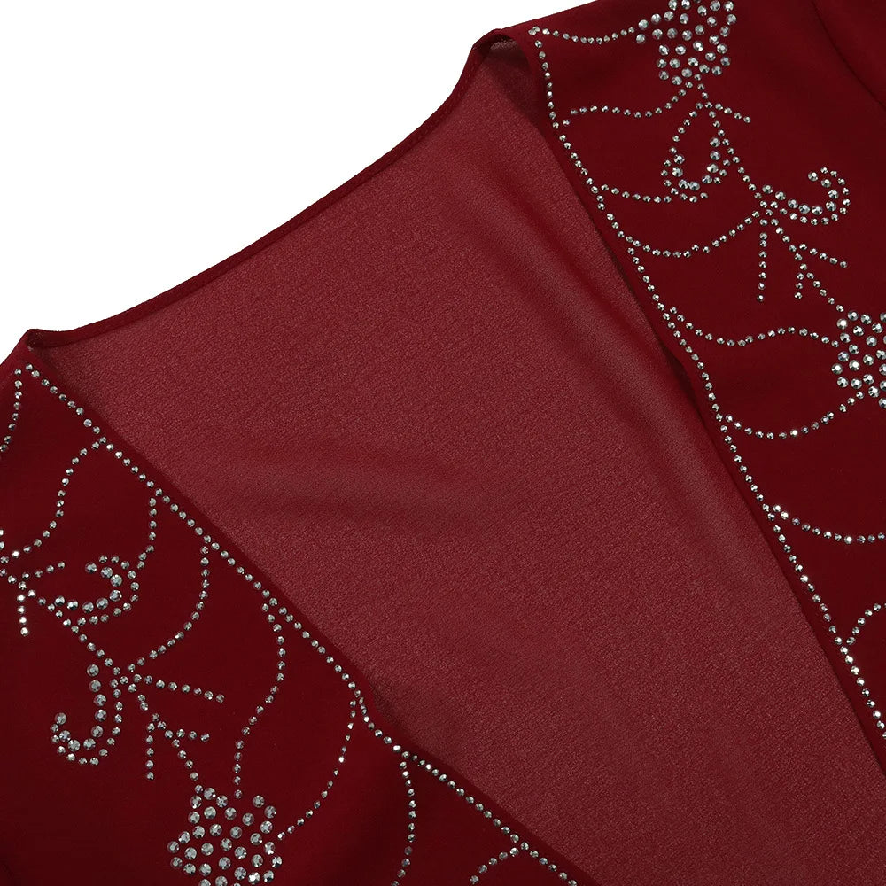 Long Sleeve Chiffon Cardigan Dress and Vest 2ps