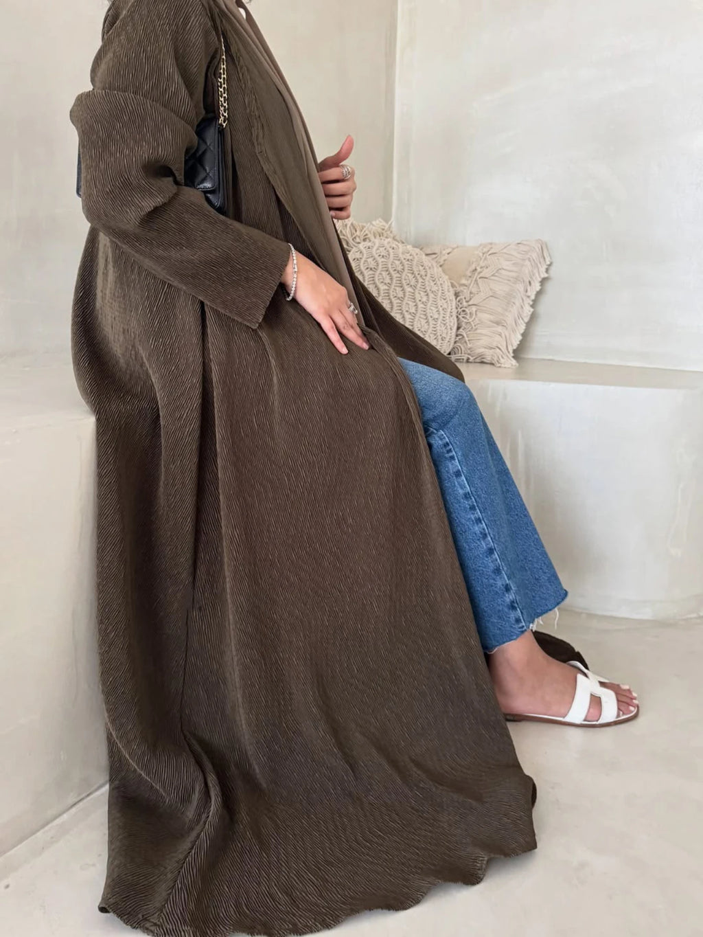 Jilbabs Open Front Abaya+Hajib 2pcs