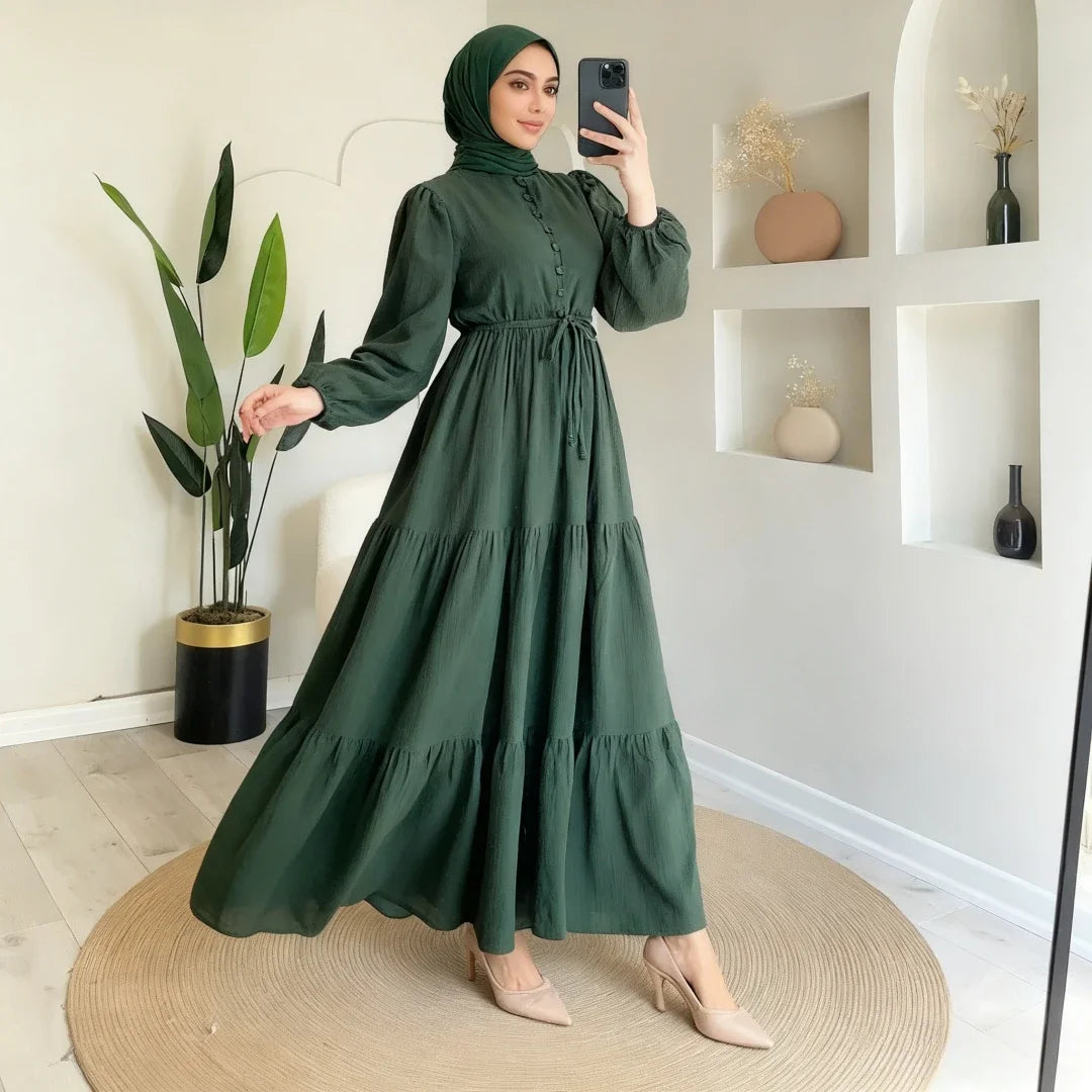 Abaya Solid Single Breasted