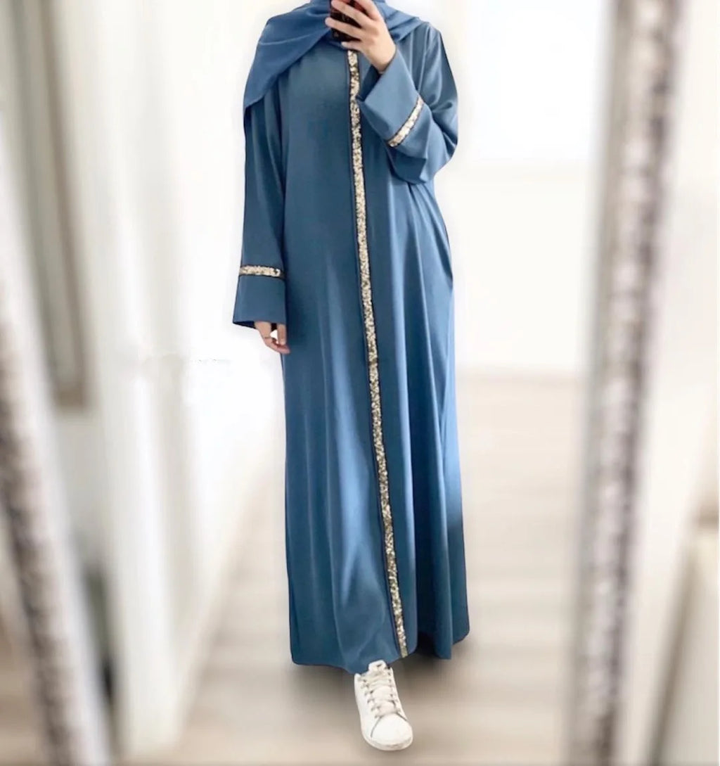 Abaya V-Neck, Long Sleeve, Belted Kaftan