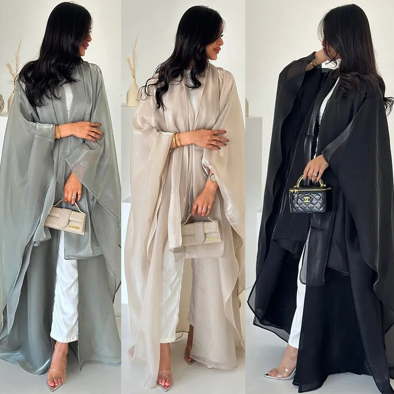 Abaya Cardigan Dresses Scarf Silky