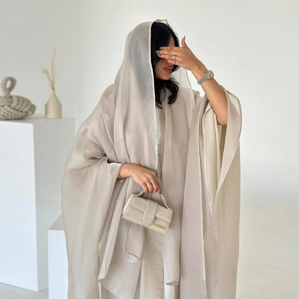 Abaya Cardigan Dresses Scarf Silky