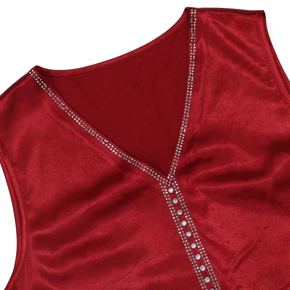 Long Sleeve Chiffon Cardigan Dress and Vest 2ps