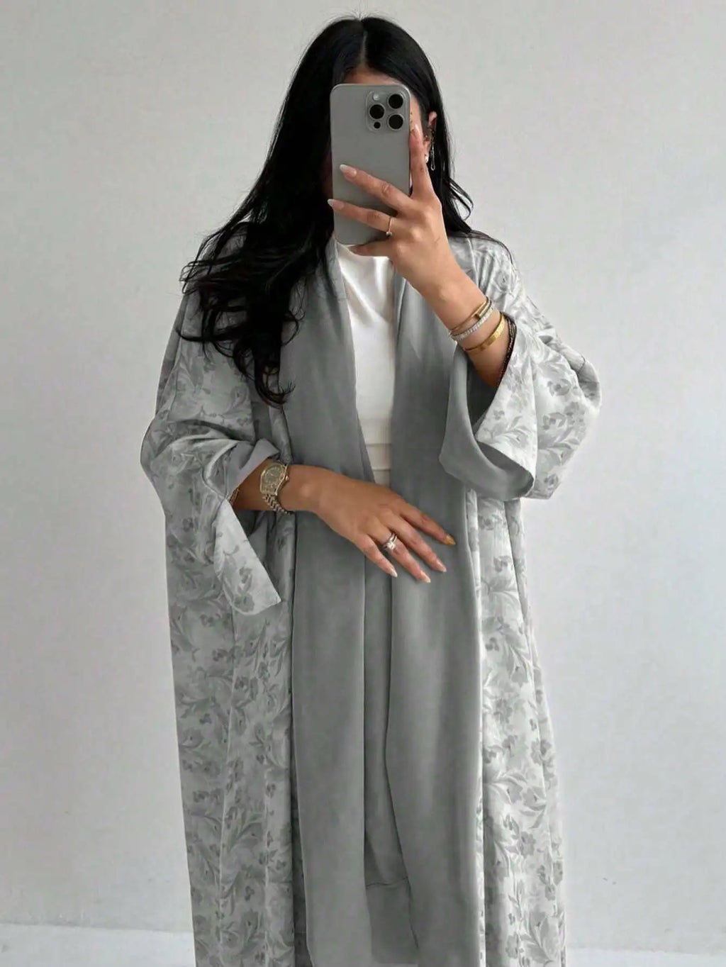 Loose Floral Long Sleeve Abaya