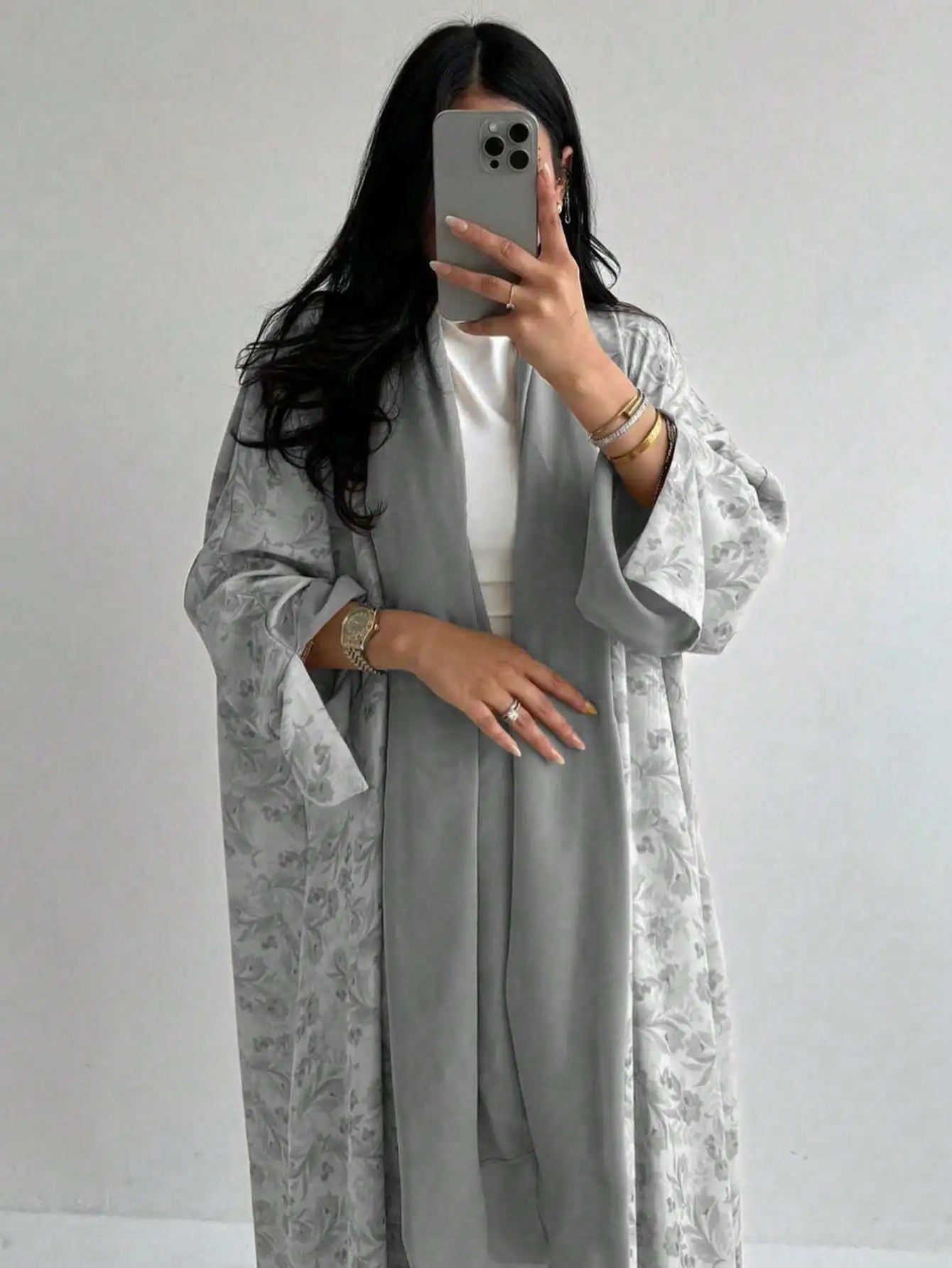 Loose Floral Long Sleeve Abaya