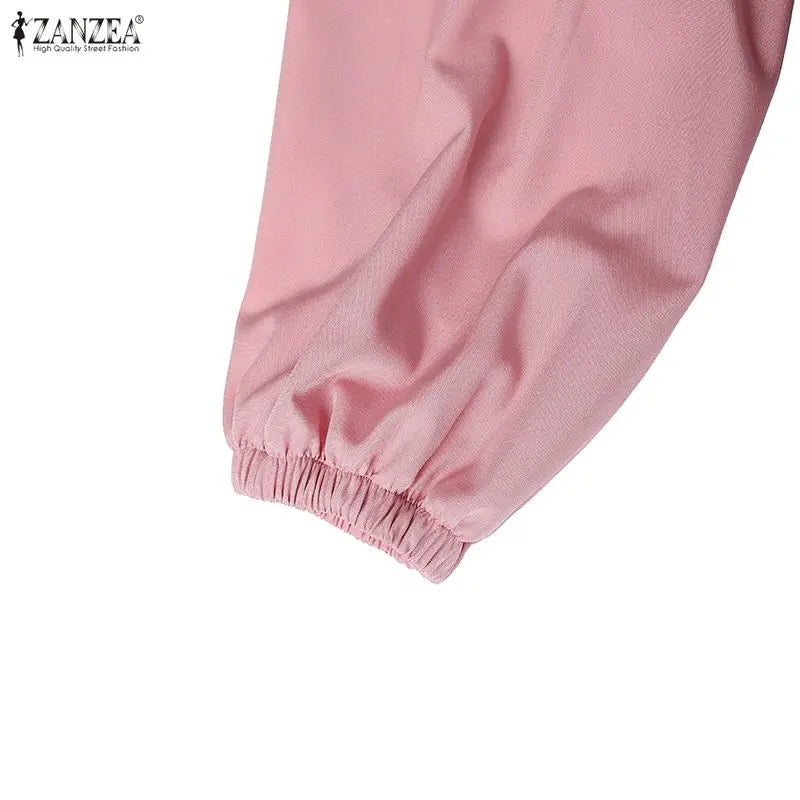 Long Lantern Sleeve Pleated Sundress Belted Robe Femme