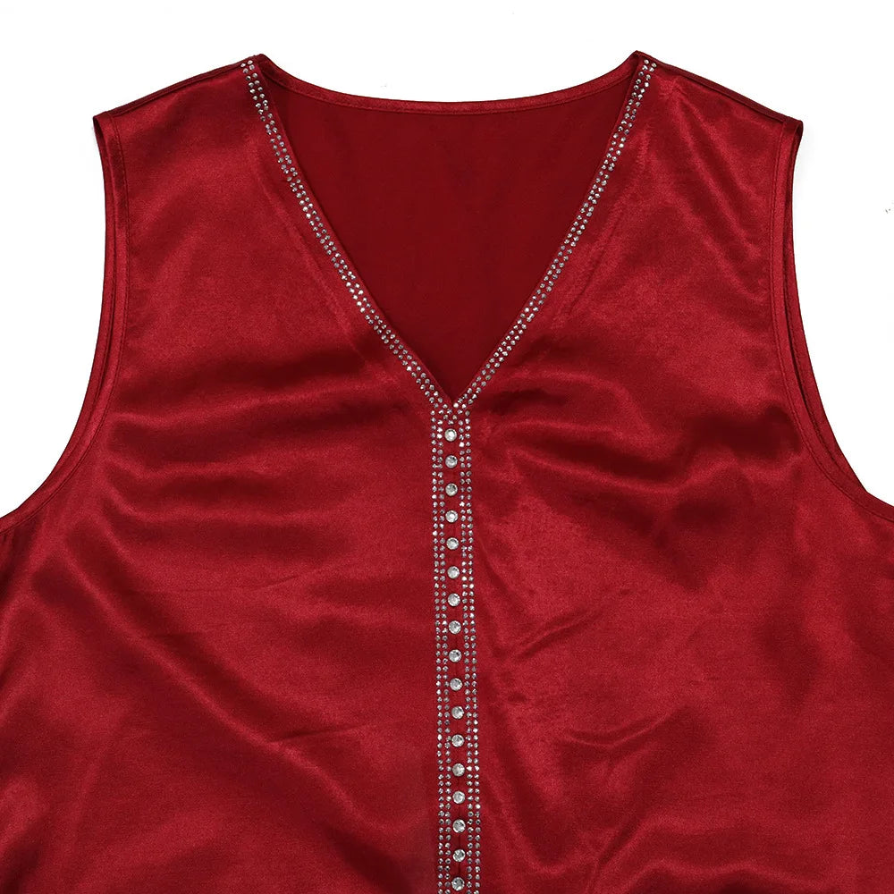 Long Sleeve Chiffon Cardigan Dress and Vest 2ps