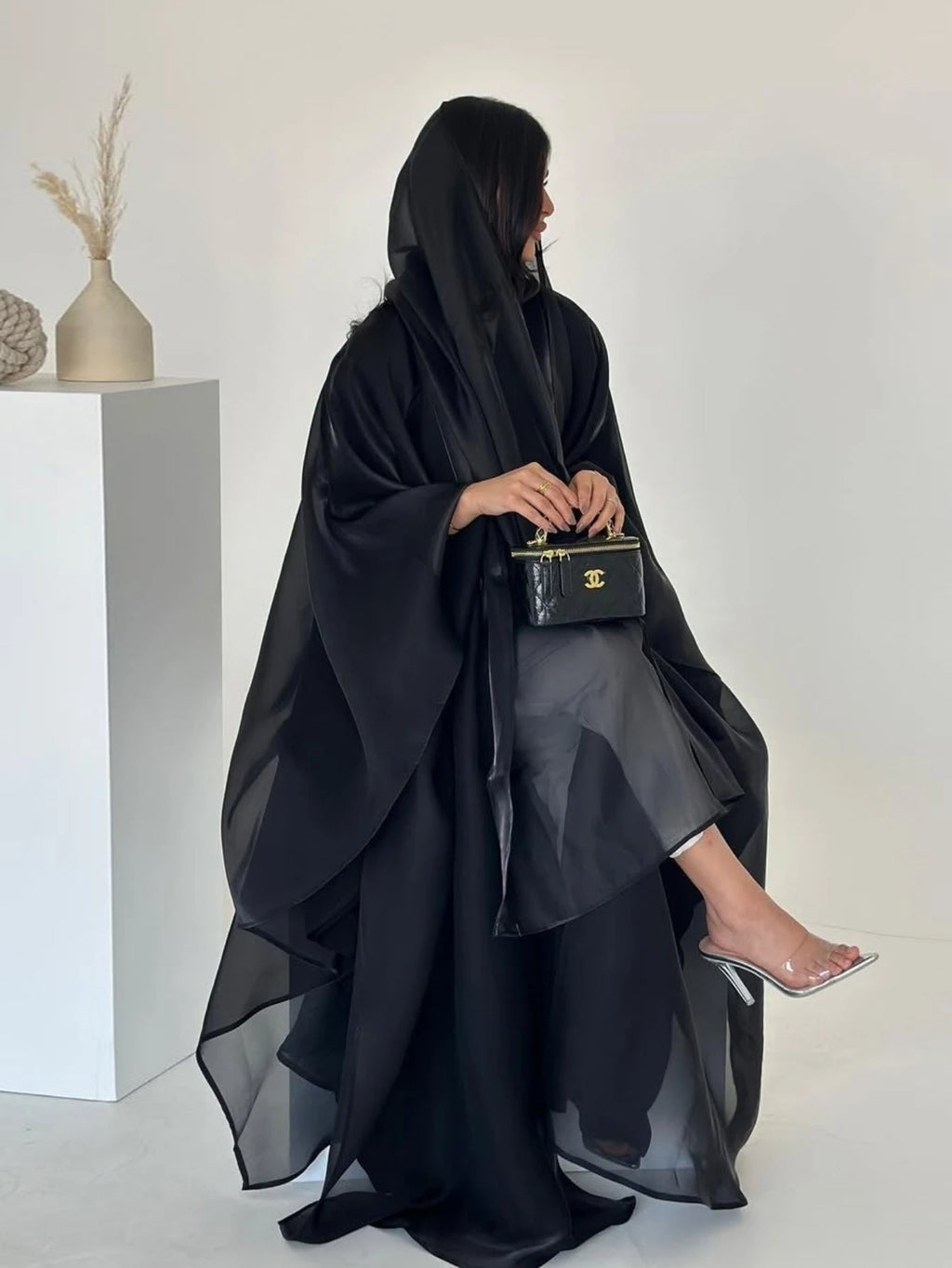 Abaya Cardigan Dresses Scarf Silky
