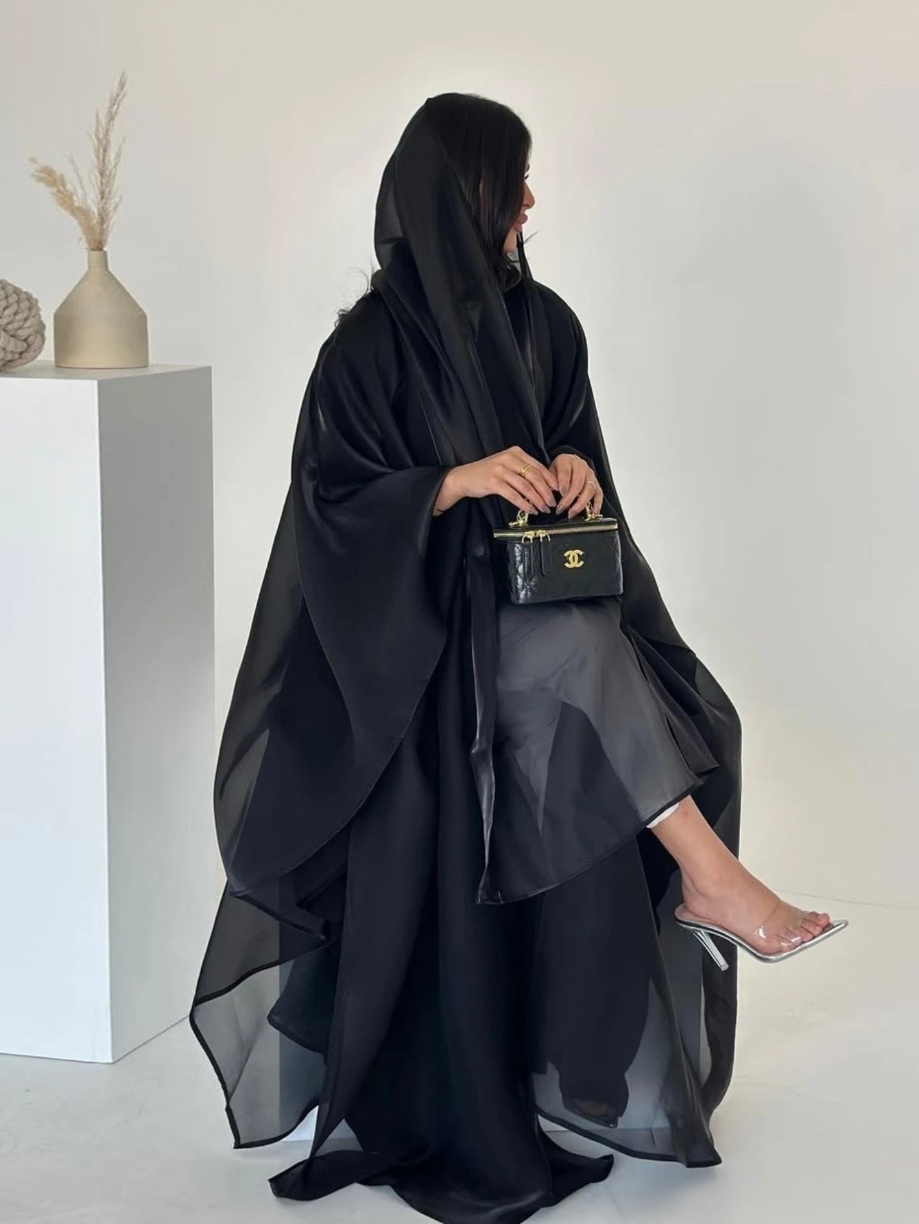 Abaya Cardigan Dresses Scarf Silky