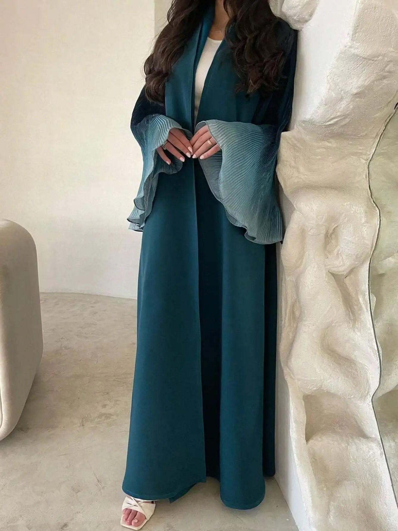 Open Front Abaya Flare Sleeve