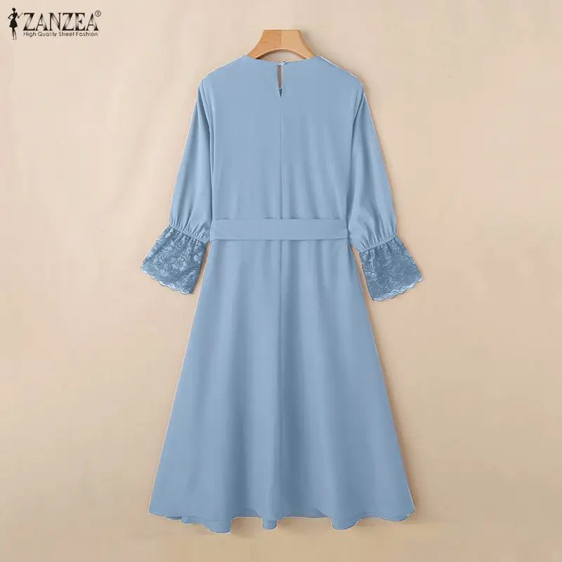 Elegant Dresses Lace Long Sleeve Belted