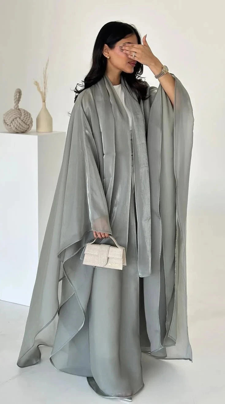 Abaya Cardigan Dresses Scarf Silky