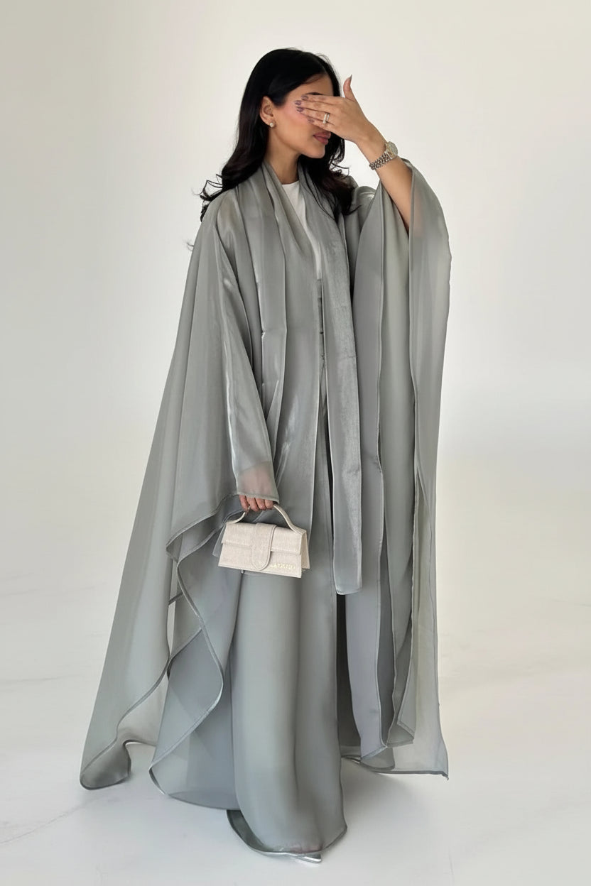 Abaya Cardigan Dresses Scarf Silky