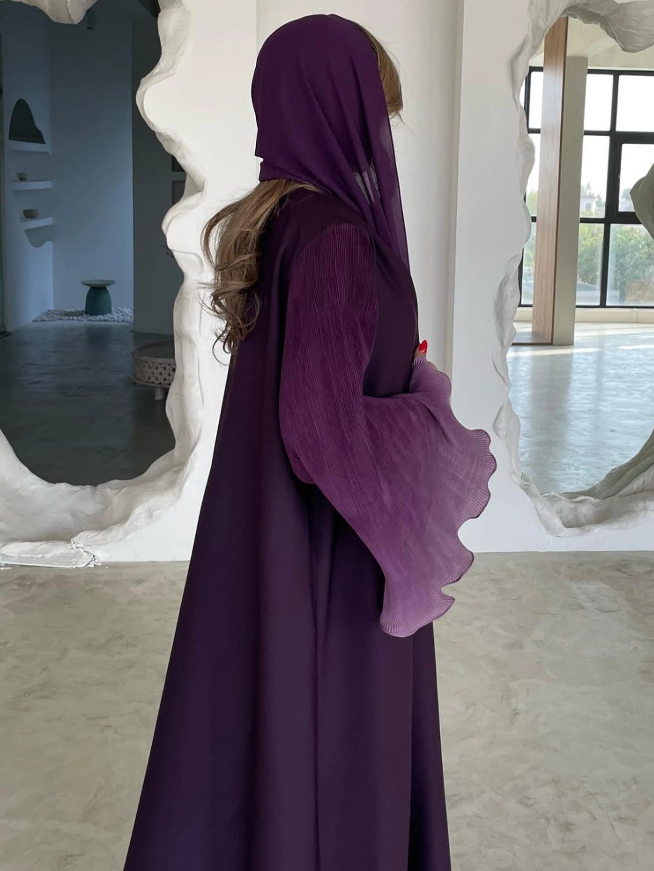 Open Front Abaya Flare Sleeve