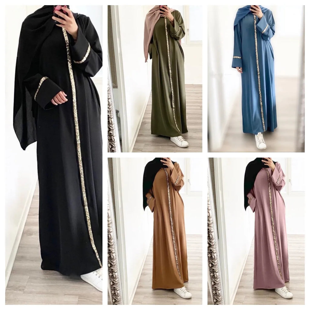 Abaya V-Neck, Long Sleeve, Belted Kaftan