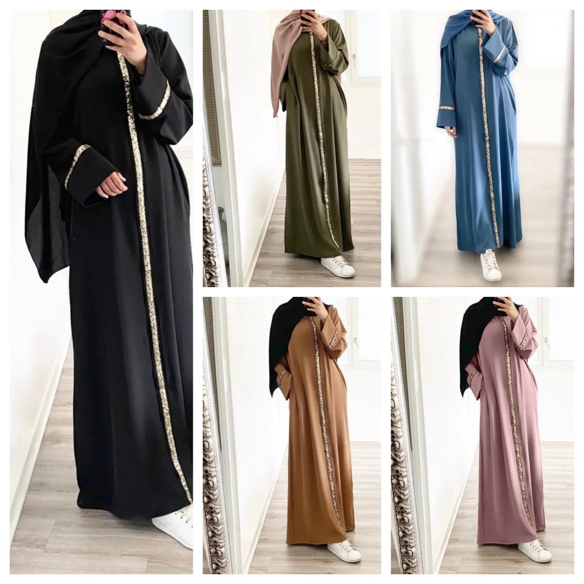 Abaya V-Neck, Long Sleeve, Belted Kaftan