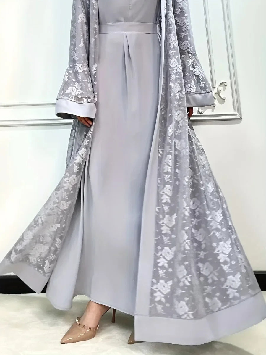 Ramadan Eid Prayer Lace Abaya 2 Piece Set