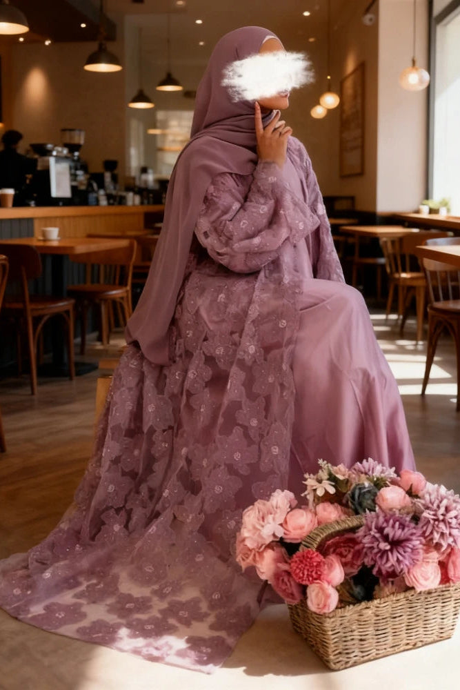 Flower Abaya Muslim Cardigan