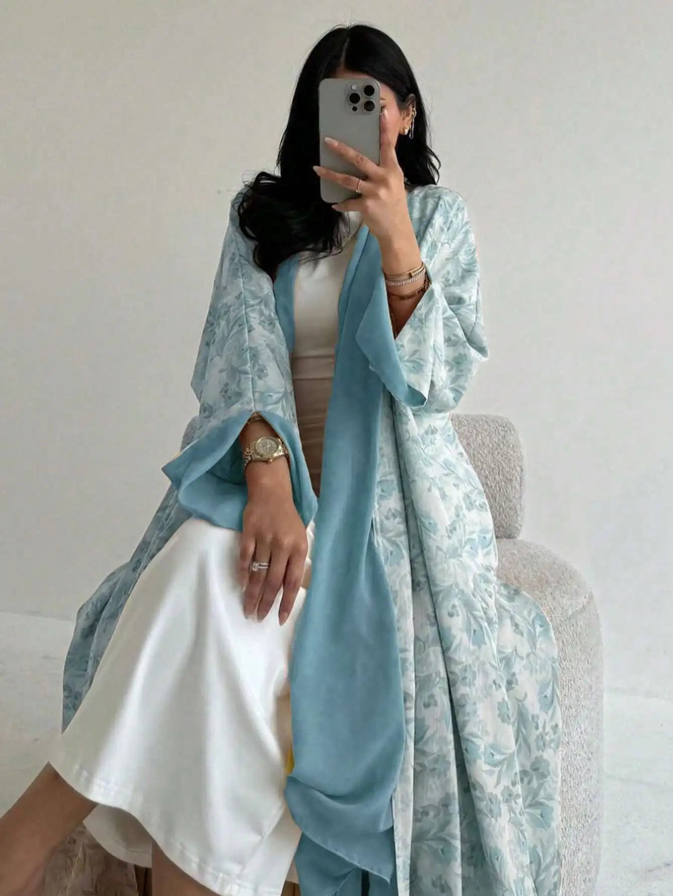 Loose Floral Long Sleeve Abaya