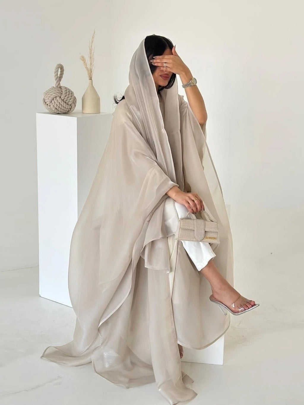 Abaya Cardigan Dresses Scarf Silky